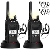 pofung PT88 PRO Professionelles lizenzfreies PMR446 tragbares, wiederaufladbares Walkie Talkie, 16 Kanäle, LED-Bildschirm, Blinkender Alarm, TOT, CTCSS/DCS, VOX und USB (Camping, Abenteuer) (2 Stück)