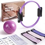 LIONSCOOL Pilates-Ring-Set (lila) – 35,6 cm Pilates-Ring, 22,9 cm Pilates-Mini-Ball und drei Stoff-Widerstandsbänder im Lieferumfang enthalten