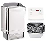 Sauna-Set Finnischer Sauna Ofen Sentiotec Nordex II 6/8/9 kW mit Saunasteuerung Sentiotec K1 / K2 und Saunasteine time4wellness (8 kW, Saunasteuerung K2 mit Zeitvorwahl & Digital Display)