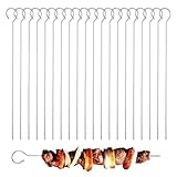 BOHUIZ 20 Stück Edelstahl Grillspieße, 20cm Lange Spieße Schaschlikspieße Grill-Zubehör BBQ Grillspieß für Grillpartys Freien und im Gar