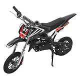 49cc Dirt Bike,Kinder Jugend Crossbike Pocket Cross,8 Zoll 2-Takt Motorrad Motorbike,Hand-Zug-Start-Methode,Scheibenbremsen,Bis 50 km/h, Max 80kg, Motorsport Pocket Crossbike (Schwarze)