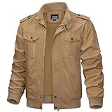 KEFITEVD Frühling Casual Militär Taktische Stil Bomber Jacken Multi-Tasche Stehkragen Jacke Windbreaker Mantel Khaki, X-Large