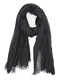 Van Der Rich ® - Schal mit fein gekreppter Oberfläche für Damen und Herren (20-Schwarz, One Size)