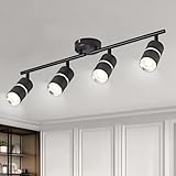 OKELI 4-flammige Küchenleuchten für die Decke, schwarze Strahler-Deckenleuchten mit drehbaren Stangen, verstellbare Spotlights für Küche, Schlafzimmer und Wohnzimmer, Gu10 nicht enthalten