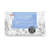 LILLYDOO Baby Feuchttücher mit 99% Wasser, 60 Stück, 100% plastikfreies Tuch, ohne Parfüme & mild wie Watte und Wasser