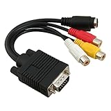 NOLITOY Vga zu Rca Adapterkabel Svga S-video und Rca Konverter Reines Kupfer PVC Kabel Kompatibel mit Vga-karten mit Tv-out Funktion für Laptop und Desktop