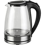 Wasserkocher, Teekessel aus Glas, Warmwasserkessel 1,8 l, Warmwasserkocher mit LED-Anzeige, kabelloser Wasserkocher, tragbarer Warmwasserkocher mit Abschaltung