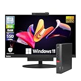 Lenovo All In One ThinkCentre TIO22 Display 22″ FHD | Mini PC Intel Core i5 6500T | RAM 8 GB | SSD 256 GB | WebCam Windows 11 Pro Libre Office (Generalüberholt)