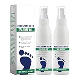 YQQYMBD Fußdesinfektionsspray mit Teebaumöl Fuß- und Nagelpflegeserum Aloe Vera Fußspray Anti-Fußgeruch und Feuchtigkeitsspray für trockene und rissige Füße
