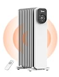 Midea NY2009-24UR Ölradiator, Mobile Elektroheizung 9 Rippen mit Fernbedienung und LED Touchscreen，Radiatoren Elektrisch Heizung mit Thermostat, 4 Modus, Überhitzungs-Kippschutz, Leise, 2000W