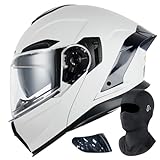 BCYBD Full Face Klapphelm Modularer Helm Mit Gesichtsmaske+Schwarze Linsen ECE Zertifiziert Doppellinsen Motorradhelm Herausnehmbares Innenfutter Poröse Belüftung Männer/Frauen 57-64CM