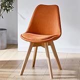 Moderner Leinen-Polsterstuhl mit Holzbeinen, für Ess- und Wohnzimmer-Sitzgelegenheiten