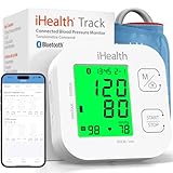 iHealth Track Vernetztes Oberarm-Blutdruckmessgerät, mit einer einstellbaren Universal-Manschette für normale bis große Erwachsenenarme, Bluetooth-kompatibel mit Apple- und Android-Geräten