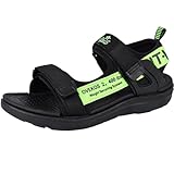 Minbei Kinder Sandalen Jungen Sommer Wasser Sommerschuhe Sandals für Boys Sport Outdoor Trekking Peeptoe Mit Klettverschluss Schwarz Grün 39