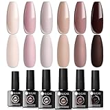 UR SUGAR UV Nagellack Nudefarben Braun Gel Nagellacks Set, 6 Farben Shellac Set Nude Rosa Gel für Gelnägel DIY Nail Art Kit für Valentinstag Hochzeit Dating Weihnachtswochenende Party