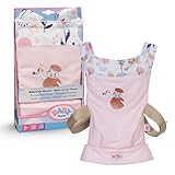 BABY born Babytrage - Puppentrage für Kinder mit 2 Blickrichtungen & verstellbarem Gurt - Rosa Trage mit Blumendetails - Puppenzubehör für alle Puppen der Größe 36 cm & 43 cm