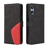 CXTcase Handyhülle für Sony Xperia 5 V, Flip PU Leder Hülle Cover, Modisch Flip Case für Sony Xperia 5 V Handytasche Schutzhülle, Schwarz