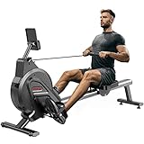 Dripex Rudergerät für Zuhause Leise Magnetwiderstand Rudergerät 16 Stufen Widerstand Verbesserte Doppelschienen LCD Datenanzeige, Rudermaschine Ruderboot Fitness Gerät, Belastbar bis 160kg