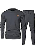 Elegancity Trainingsanzug Herren 2-Teiliger Jogginganzug Sets Casual Jogginghose Herren Lang und Rundhals Sweatshirt Set Sportanzug Tracksuit,Dunkelgrau L