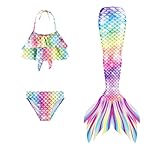 Mädchen Marmaid Schwanz mit Cosplay Bikini Set und Flossen Geschenke für Mädchen A1