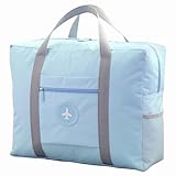 INVODA Travel Bag Foldable Duffle Bag Spirit Airlines Personal Item Bag for Women Men Lightweight Short Trip Carry On Bag Sports Gym Tote Weekender Overnight Bag, Himmelblau, Reisetasche