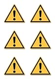 Allgemeines Warnzeichen: W001 - DIN EN ISO 7010 / ASR A1.3 - Aufkleber: 5 cm, 6 Stück