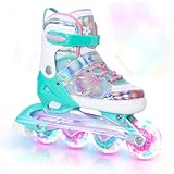 Nattork Kinder Inliner für Mädchen, 4 Größen Verstellbare Inline Skates, Schmetterling Inline Rollschuhe für Mädchen (Türkis, 27-31 EU / 175-200 MM)