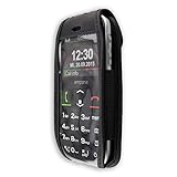 caseroxx Ledertasche mit Gürtelclip für Emporia Euphoria V50 / Active V50 4G in schwarz – Handy-Tasche mit Sichtfenster & Gürtelclip aus Echtleder, ideal für Beruf, Freizeit