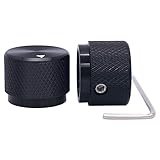 Taiss/2 Stücke Drehknopf für elektronisches Potentiometer aus Aluminium, schwarz, für Welle mit 6 mm Durchmesser, Lautstärkeregler, Audioknopf, Gitarrenknopf, Schaltknopf, 20 mm x 15,5 mm Höhe