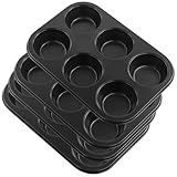 MOUYAT 4 x antihaftbeschichtete Muffinbleche für 6 Muffins, schwarzes Mince Pie Backblech, einfaches Herauslösen, tiefes Muffinblech mit glatten Kanten zum Backen von Gebäck, Cupcakes, Brötchen, 26,5
