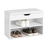 SoBuy Schuhbank mit Sitzfläche Sitzbank Schuhregal Schuhschrank, Schuhtruhe weiß BHT ca. 60x44x30cm FSR25-W