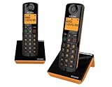 Alcatel S280 Duo Orange Schnurlostelefon Duo, Freisprecheinrichtung, Telefonbuch mit 50 Namen und Nummern, Funktion zum Blockieren von unerwünschten Anrufen