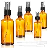 JULMELON Sprühflasche Glas, 5 Stück Braun Zerstäuber Sprühflasche 100 ml 50 ml 30 ml mit Tropfer Wiederverwendbarer Parfüm Zerstäuber Große Nachfüllbare Sprühflaschen für Essenzen Öle Kosmetika