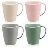 com-four® 4x Kaffeetasse mit Henkel 360 ml - spülmaschinenfestes Becherset - Mehrweg Trinkbecher aus Kunststoff - Plastiktasse - Henkeltasse [Auswahl variiert] (Pastellfarben - mehrfarbig)