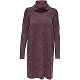 ONLY Damen Strickkleid Loose Fit Longsleeve Knit Kleid mit Langen Ärmeln ONLJANA Rollkragen Dress Pullover, Farben:Bordeaux, Größe:S