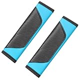 2 Stück Gurtpolster Autogurt Polster, Schulterpolster für Autosicherheitsgurte, Carbonfaser-Sicherheitsgurt Polster, Weich Sicherheitsgurt Schulterpolster, Sicherheitsgurt Schutz für Schulter（Blau）
