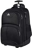 MATEIN Business Trolley Reiserucksack mit Rollen, Groß Rolling 17 Zoll Laptop Rucksack Reisetasche mit Rädern Herren Handgepäck Laptoptasche Damen Reisekoffer Aaktenkoffer für Schule, Arbeit, Schwarz