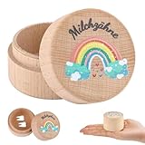 Celiodd Zahndose Milchzähne Milchzahndose Aus Holz Milchzahndose Mädchen Regenbogen Mit Kinderfreundlichem UV-Druck Zahndose für Tauf- Und Geburtstagsgeschenke für Frischgebackene Eltern