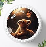 Tortenaufleger Safari, ein König der Löwen Motiv für Jungen u. Mädchen zum Geburtstag, Personalisiert mit oder ohne Wunschname Tortenbild, Essbares Foto für Torten, Deko aus Fondant, Ø 20cm - 2167z