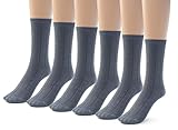 Silky Toes Nahtlose Bambus-Socken für Jungen und Mädchen, 3 oder 6 Stück, Schuluniform-Socken, Grau (6 Paar), 9-11