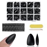 Virellay 300 PCS Schwarze Mandel Kurze Push-Up Nägel Weihnachten Matte Push-Up Nägel Volle Deckung Künstliche Nägel für Frauen und Mädchen DIY Nagelkunst 15 Arten