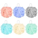 Duschschwamm 6 Stück, Weich Langlebig Badeschwamm, Masche Schäumend Duschschwamm Körper, Luffa Schwamm für Reinigen, Körperpeeling, Massage, Mehrfarbig, 40g