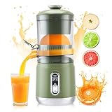 Zitronenpresse Elektrisch mit LCD,Automatisch Zitruspresse klein,Saftpresse Orangenpresse Drahtlos USB,Tragbare Saftpresse für Orange, Zitronen Electric Lemon Squeezer (Grün)