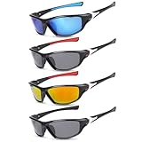 Utensilsto 4 Paar Sonnenbrille Herren Polarisiert Sport Sonnenbrille Fahrrad Sportbrille UV 400 Sunglasses für Herren Damen zum Radfahren Ski Golfen Angeln Fahren Wandern