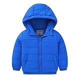 Jungen/Mädchen, mittlere Kinder-Kapuzenjacke mit Taschen, einfarbig, kurze Baumwolljacke, leichte Jacke für Mädchen und Jahre, trendiger Mädchenmantel, blau, 5-6 Years