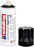 edding 5200 Permanent Spray - 200 ml - Acryllack zum Lackieren und Dekorieren von Glas, Metall, Holz, Keramik, Kunststoff, Leinwand - Lackspray, Acrylspray, Farbspray (Tiefschwarz matt, 1er Pack)