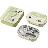 Auslaufsichere Edelstahl Lunchbox mit 5 Fächern Lebensmittelbehälter für den Außenbereich Büro inklusive Tragetasche, Löffel und Essstäbchen für einfachen Transport (Grün)