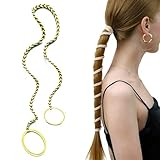 Elastische dicke Haargummis für Damen, 63,5 cm, Gelb und Grau, keine Schäden, große lange Pferdeschwanz-Halter, starke Haarbänder für dickes, lockiges Haar, spiralfrei, verhedderungsfrei, Haargummi