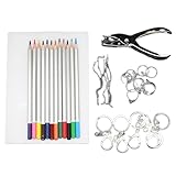 Schrumpfschlauch-Set mit Buntstiften, Ohrringhaken, Schlüsselanhänger-Lochung für Ohrringe, Schmuckherstellung, Handwerk, einfach zu verwendende Bastelmaterialien