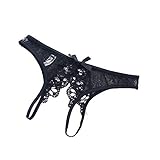 AISOO String aus Spitze, Häkeln, sexy, transparent, für Tanga, Höschen, charmant, für Damen, sexy String, Schwarz , L
